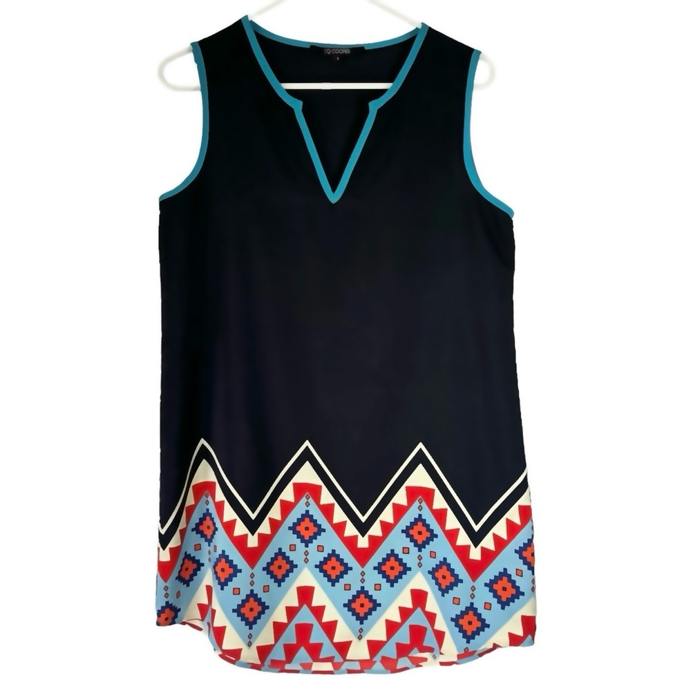 19 Cooper Mini Shift Dress / Tunic Sleeveless Geometric Pattern Size S
